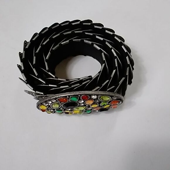 VTG,RECTANGLE ELASTIC METAL AND RHINESTONE 80S,BELT